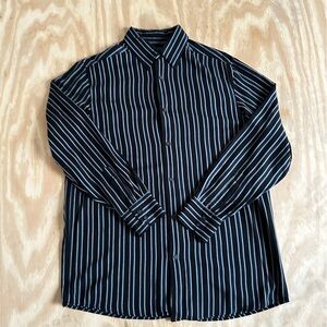 Claiborne Men’s SizeM 100% Rayon Striped Collared Long Sleeve Button Down Shirt
